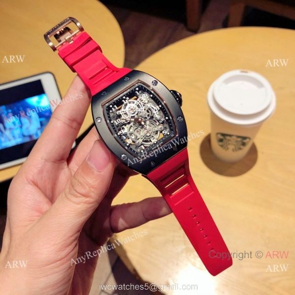 Richard Mille Knock off RM 17-01 Watches Black Case White Rubber Strap 2