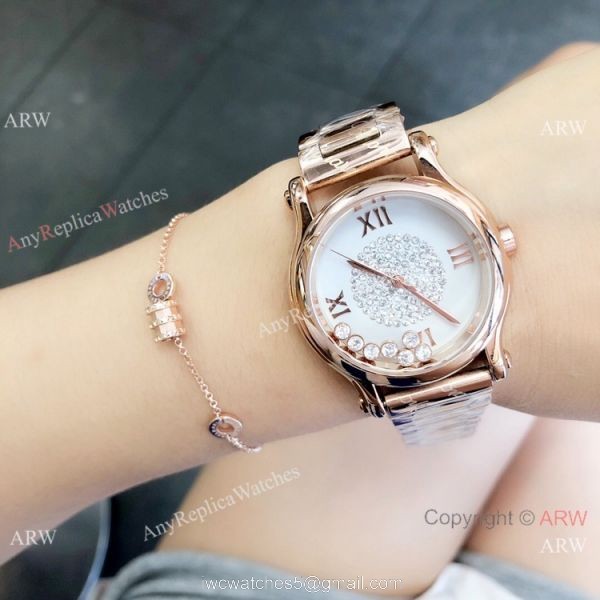 High Quality Chopard Happy Sport Quartz Watch Rose Gold Gray Dial 2