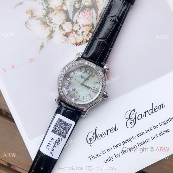 Copy Chopard Happy Sport 36mm Watch SS Diamond White MOP Dial 2