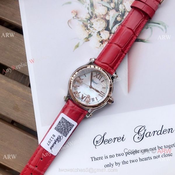 Replica Chopard Happy Sport 36mm Watches 2-Tone Rose Gold White Dial 2