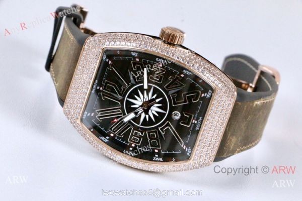 Copy Franck Muller Vanguard Yachting Watch Rose Gold Gray Face 2