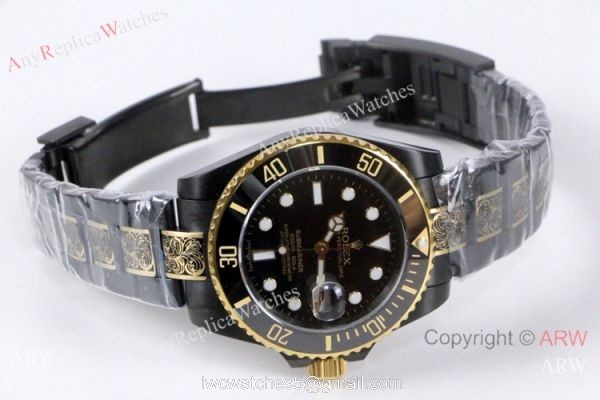 High Quality Rolex Submariner Black Face Two Tone Tattoo Watch 40mm 2