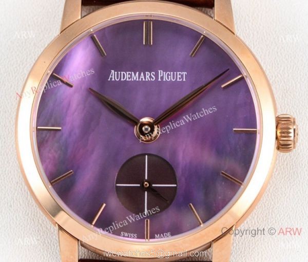 Super Clone Audemars Piguet Jules Audemars Swiss 3090 Watch Rose Gold Purple Dial 2
