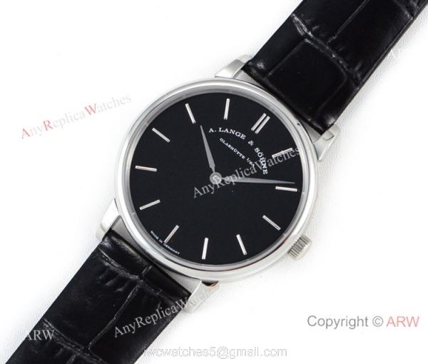 Swiss Grade A.Lange Sohne Saxonia Thin 2892 SS Black Dial Watch Super clone 2