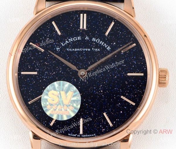 Swiss Grade Copy A.Lange Sohne Saxonia Thin 2892 Watch Rose Gold New Blue Dial 2