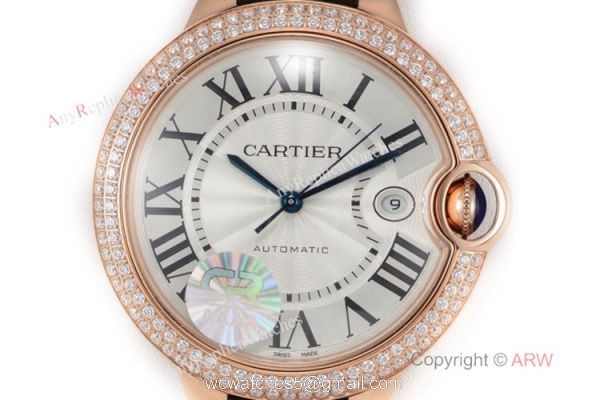 (CR) Swiss Grade 1 Ballon Bleu De Cartier Copy Watch Brown Leather Strap 2