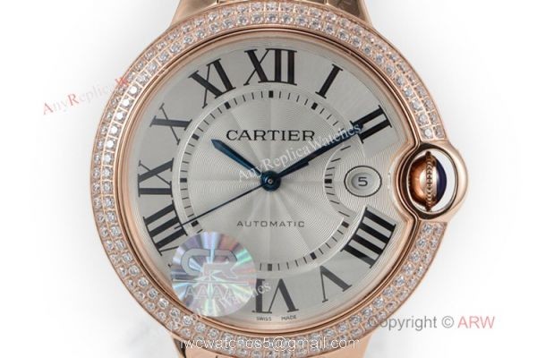 (CR) Swiss Copy Cartier Ballon Bleu de 42mm Watch Rose Gold Diamond 2
