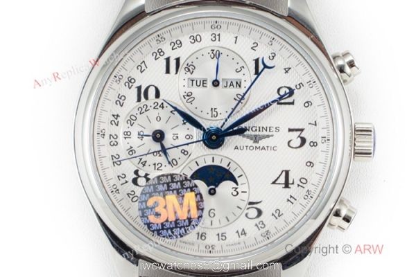 Longines Master Collection Moonphase SS Brown Leather Strap Watch Swiss Grade 1 2
