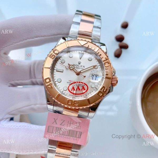New Rolex Yachtmaster Rose Gold Replica Watch Silver Dial 2
