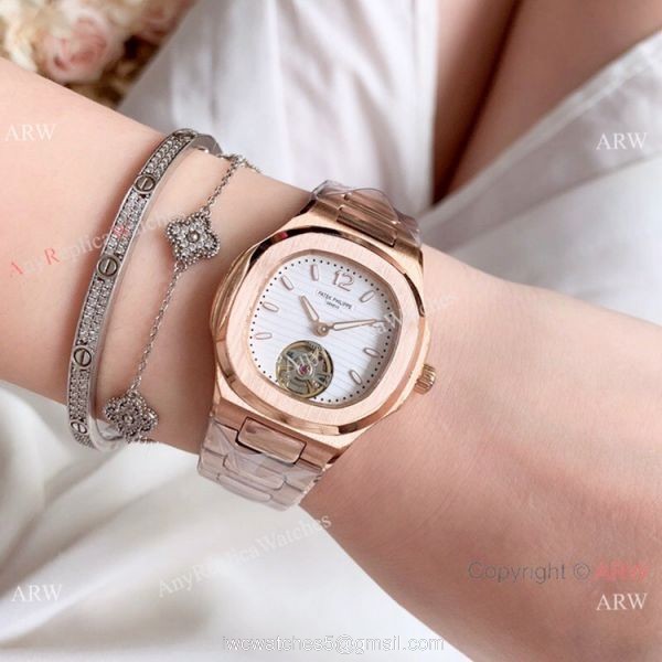 Patek Philippe Nautilus Womens Rose Gold Tourbillon Knock off Watches China 2