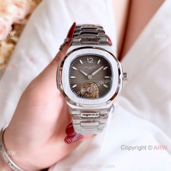 New Copy Patek Philippe Nautilus Womens 34mm Watch with Blue Tourbillon Dial 2