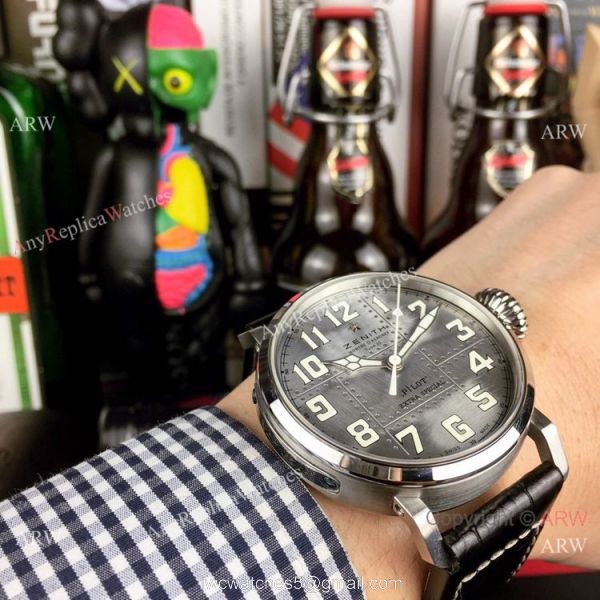 Swiss Quality Replica Zenith Pilot Watch Silver Dial Sapphire Glass 2