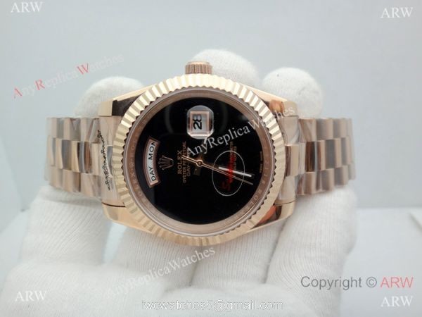 Replica Presidential Rolex Day Date 40mm Rose Gold Black Onyx Dial Watch 2