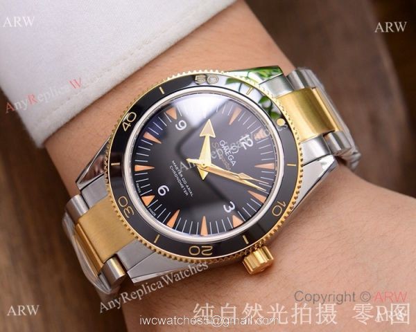 Omega Seamaster 300 Spectre Watch Replica 2-Tone Blue Ceramic 2