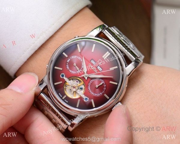 Copy Omega Tourbillon Grand Complications Watches Rose Gold Red Dial 2