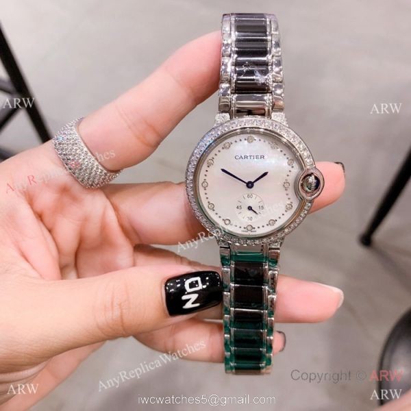 Cartier Ballon Bleu de 36mm Quartz Watch Black Ceramic Silver 2