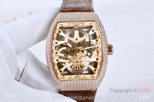 Clone Franck Muller Vanguard Yachting Anchor Skeleton Diamond Watch ARW Watches 2