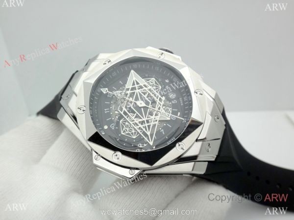 2019 Replica Hublot Big Bang Sang Bleu II Watches Stainless Steel Skeleton Dial 2