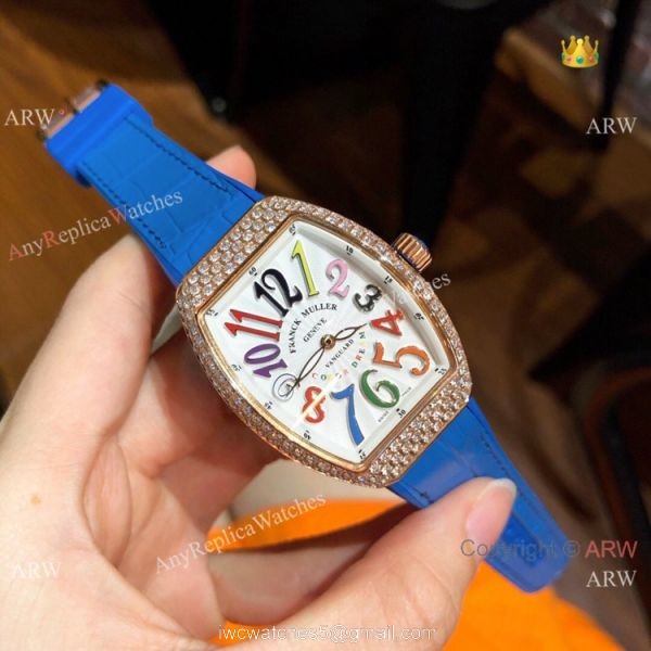 Replica Franck Muller Vanguard Women Watches Rose Gold Diamond Swiss Quartz 2