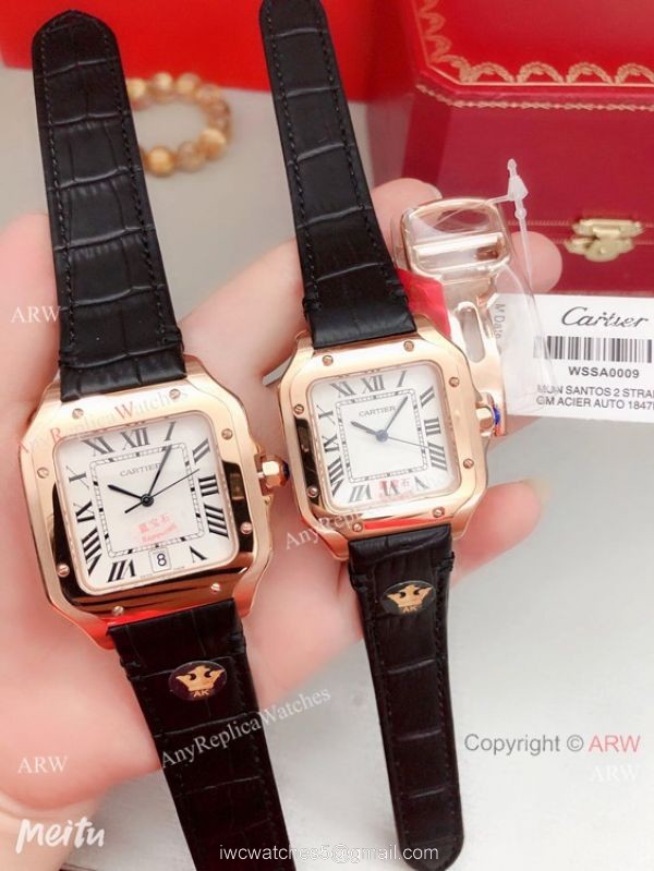 Clone Cartier Santos de Rose Gold Quartz Watch Japan Grade 2