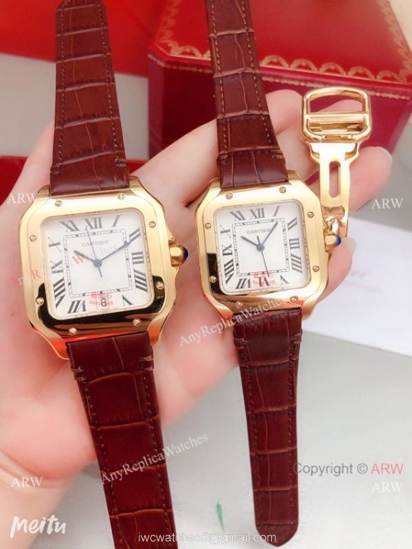 2019 Replica Cartier Santos de Lovers Watch Blue Leather Strap 2