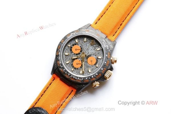 1:1 Best Edition Rolex Daytona Carbon Fiber Orange Rubber Strap Watch 7750 Movement 2