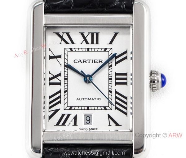 (ER)Swiss replica Cartier Tank Solo Automatic 31mm Watch White Dial Leather Strap 2