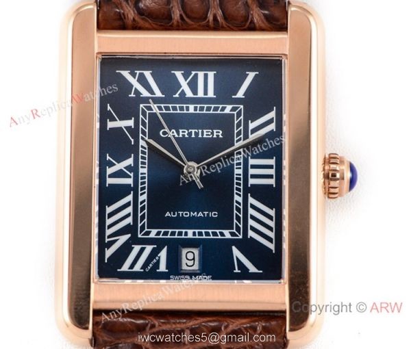 (ER) Cartier Tank Solo W5200027 Rose Gold Black Face Watch Swiss Grade 1 2