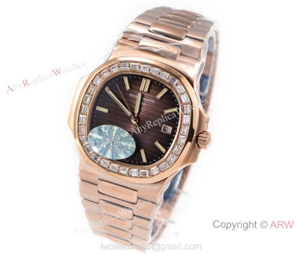 (OE)Swiss Copy Patek Philippe Nautilus 5713g Brown Dial Diamond Watch 40mm 2