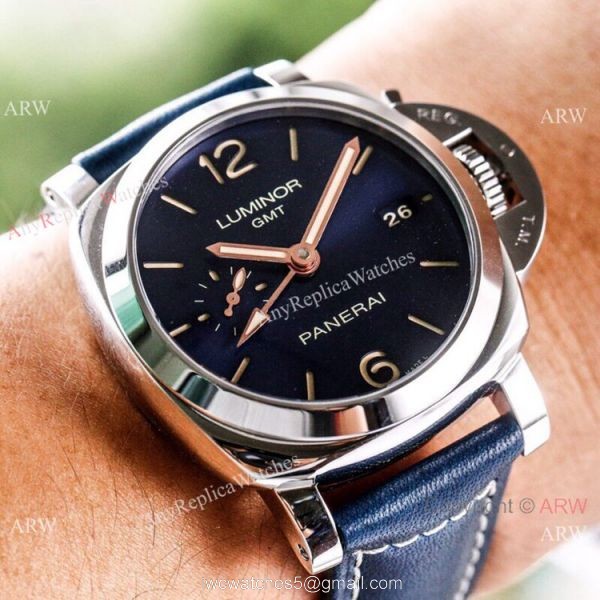 (VS) Copy Panerai Luminor 1950 GMT Blue Dial PAM 688 Watch Swiss Panerai Bracelet 2