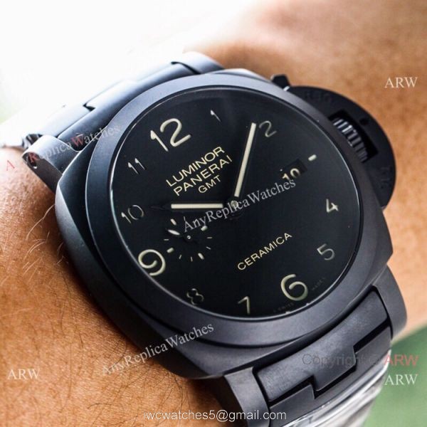 (VS) Swiss Replica Luminor 1950 44 GMT Ceramica Panerai Bracelet PAM438 2