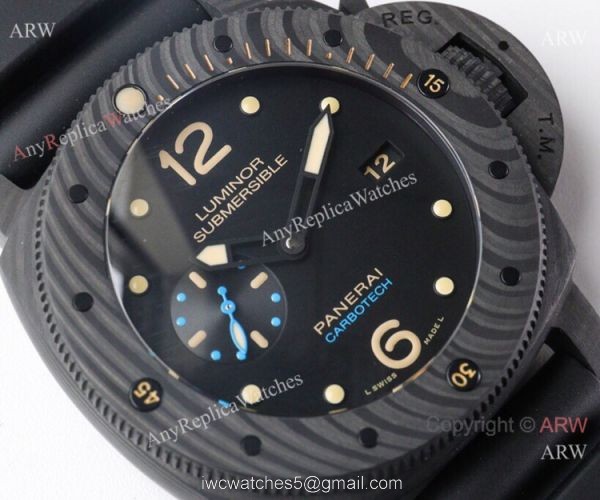1:1 Best Edition Swiss Panerai Luminor 1950 Submersible Carbon Watch VS Factory 2