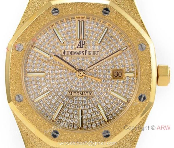 N9 Factory Audemars Piguet Royal Oak Frosted Gold Swiss 3120 Watch w-Diamond 2