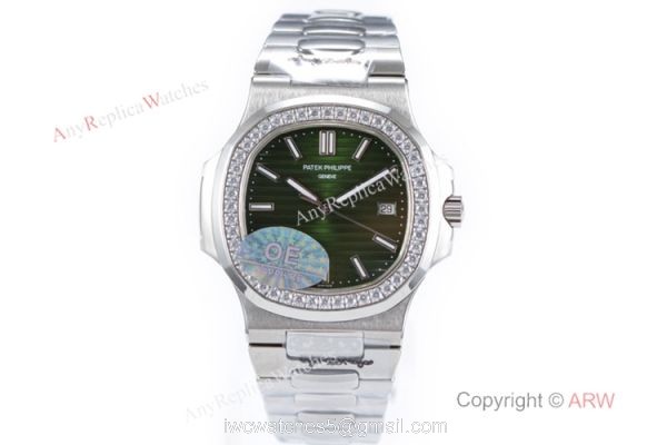 OE Factory Best Replica Patek Philippe 5711 G Nautilus SS Diamond Watches 2