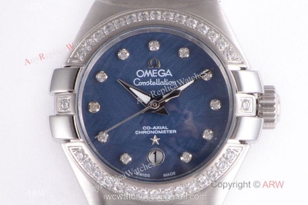 Swiss Grade Omega Constellation 27mm Watch Diamond Bezel Blue MOP Face 2