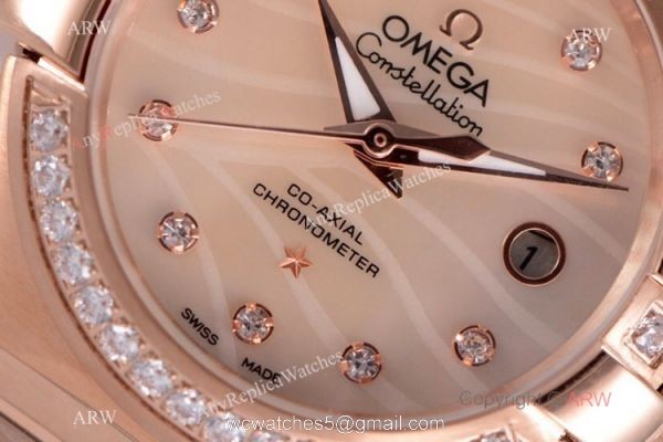 Swiss Copy Omega Constellation Rose Gold 27mm lady Watch 8521 Movement 2