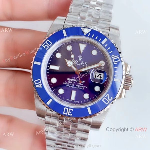 (EW) Swiss Grade Rolex Submariner EW Factory 3135 SS Blue Ceramic Jubilee Band Watch 2
