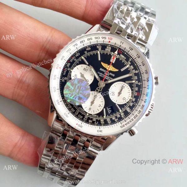 JF Factory Breitling Navitimer 01 Chronograph Copy Watch Stainless Steel Black Dial 2