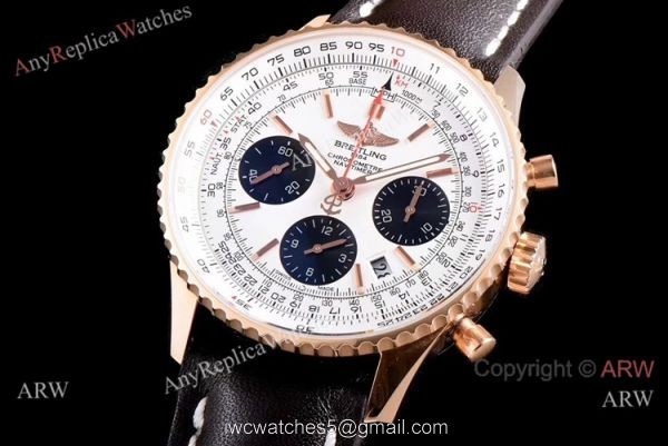 JF Factory Breitling Navitimer 01 Watch Rose Gold White Dial 2