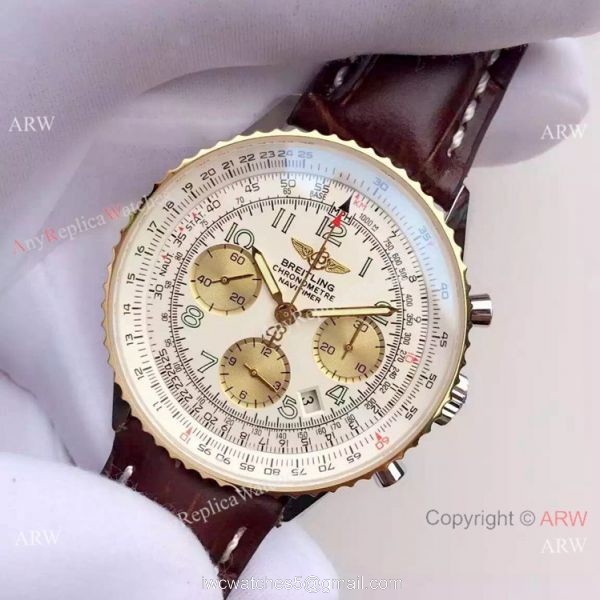 JF Replica Breitling Navitimer 01 2-Tone White Dial Watch 43mm 2