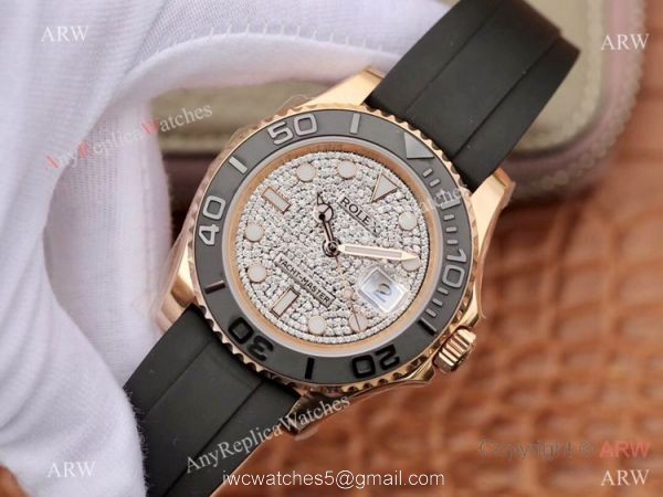 Swiss Grade Rolex Rose Gold Yachtmaster Replica Watch Diamond Face 2