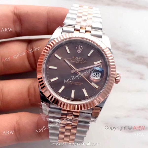 (EW) Chocolate Dial 2 Tone Rose Gold Rolex Datejust II 41 Swiss3235 Watch 126331 2