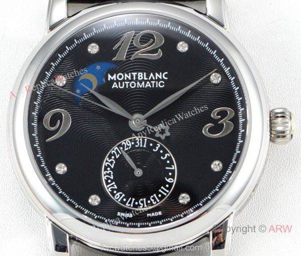 Mont blanc Knock off Star Legacy Moon phase Black Dial Watch Swiss 1:1 Fake Montblanc 2