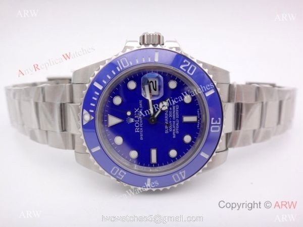 Swiss 3135 Movement Rolex Submariner Blue Ceramic Blue Dial Watch 2