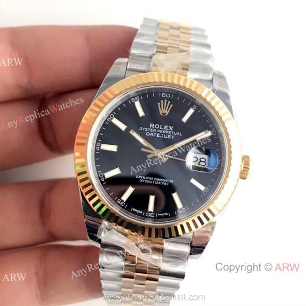 (EW) Swiss 3235 Rolex Datejust II Two Tone Black Face 41 Watch Rolex Grade 1 Copy 2