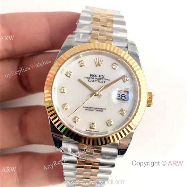 EW Factory Rolex Datejust ii Swiss 3235 Watch White MOP Dial Two Tone 2