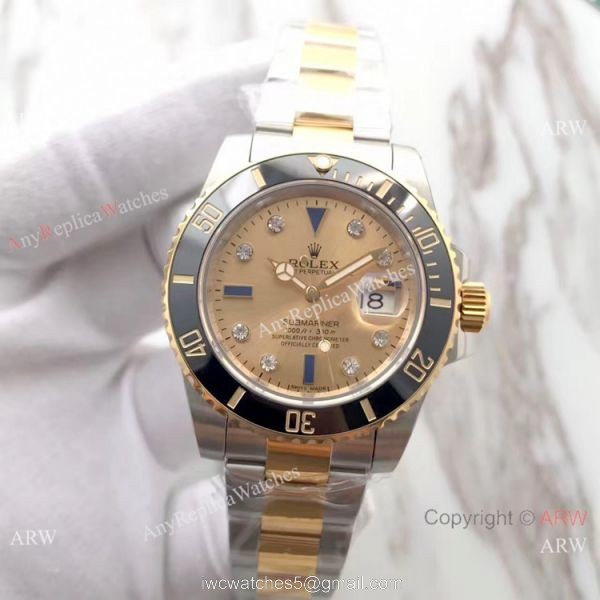 Swiss Copy Rolex Submariner EW Factory Swiss 3135 2-Tone Gold Dial Watch 2