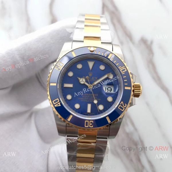 Rolex Submariner EW Factory 3135 Two Tone Blue Ceramic Watch AAA Replica 2