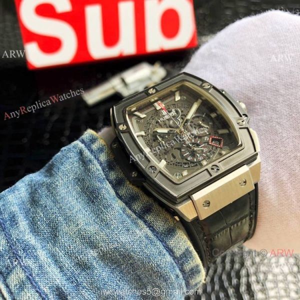 Copy Hublot Spirit Of Big Bang Chronograph SS Black Bezel Watch 2