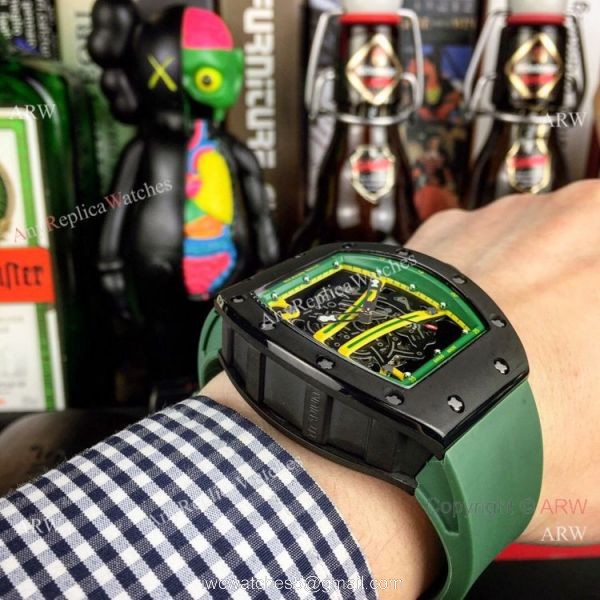 Wholesale Richard Mille Knock off RM 61-01 Yohan Blake Watch Green Rubber Band 2